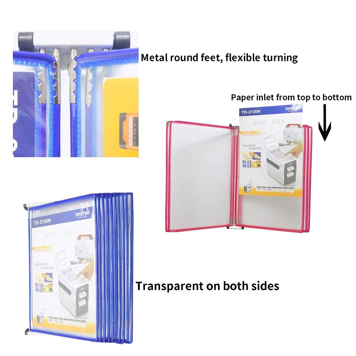 Sistema de referencia de pared Organizador de refe Metal de 20 páginas con 40 bolsillos tamaño carta A4, for mostrar imágenes de la empresa, avisos públicos y menús(Green)
