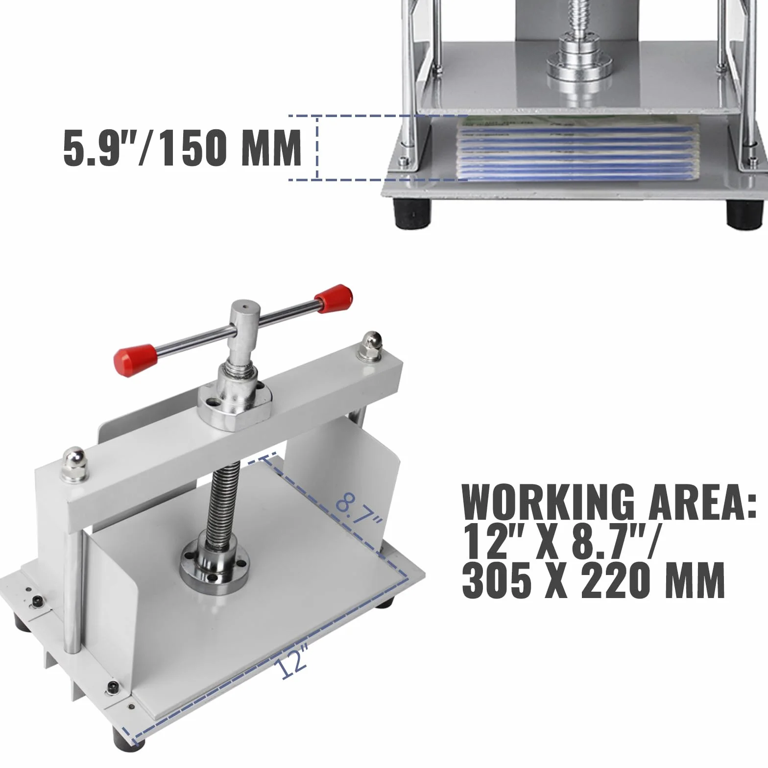 VEVOR Prensa de Encuadernación Manual, Prensa de Percusión de 305 x 220 mm, Papeles Tamaño A4, Marco de Acero de 10 cm de Grosor, Prensa de Libros para Fabricación de Papel, Fácil Operación, Oficina