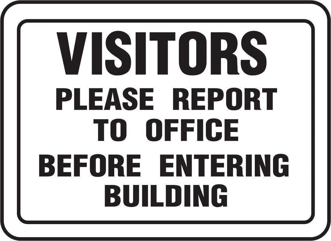 INDIGOS UG - Pegatinas - Seguridad - Advertencia - Visitors Please Report To Office Sign 914mmx1219mm - Decal for Office - Oficina - Empresa - Escuela