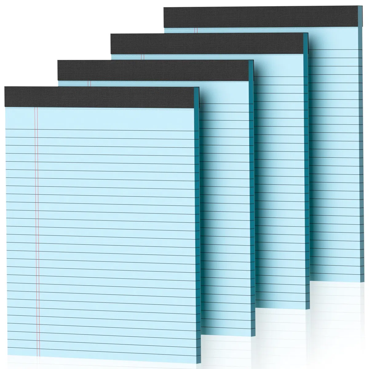 Paquete de 4 blocs legales azules de 8.5 x 11 pulgadas, bloc de notas azules de 8.5 x 11 pulgadas, bloc de notas de 8.5 x 11 pulgadas, bloc de escritura microperforado, bloc de papel rayado ancho,