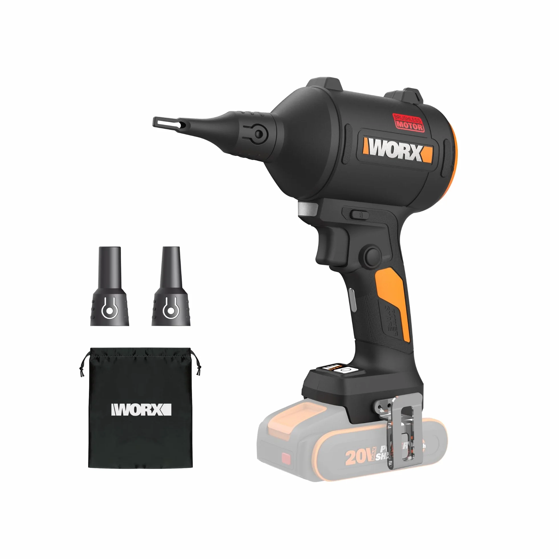 WORX 20V soplador de Polvo inalámbrico con Motor sin escobillas – colector de Polvo eléctrico para Limpieza, soplador de Aire comprimido (WX099 con batería y Cargador)