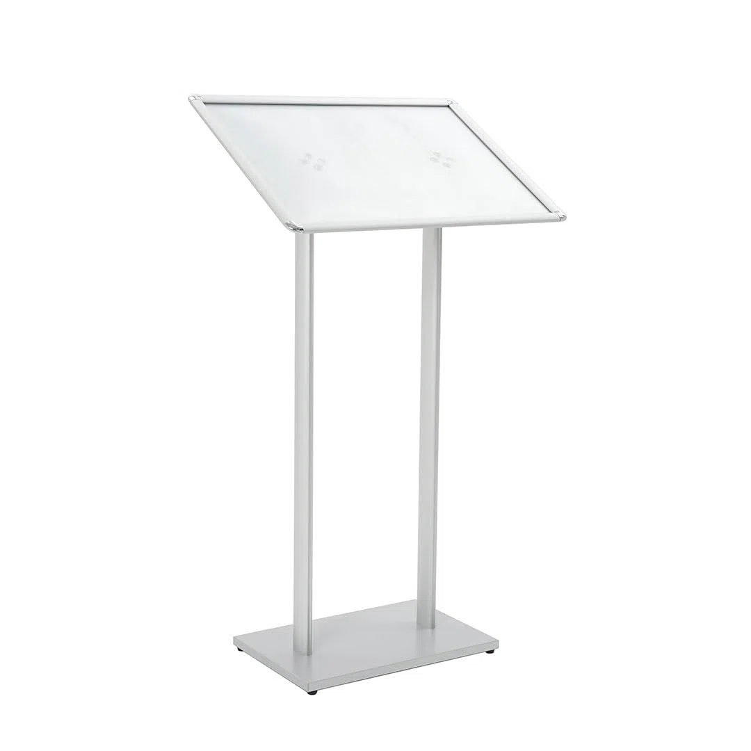 Expositor Publicitario de Pie con Atril Marco Abatible Tamaño A2 Soporte de Metal Base Rectangular