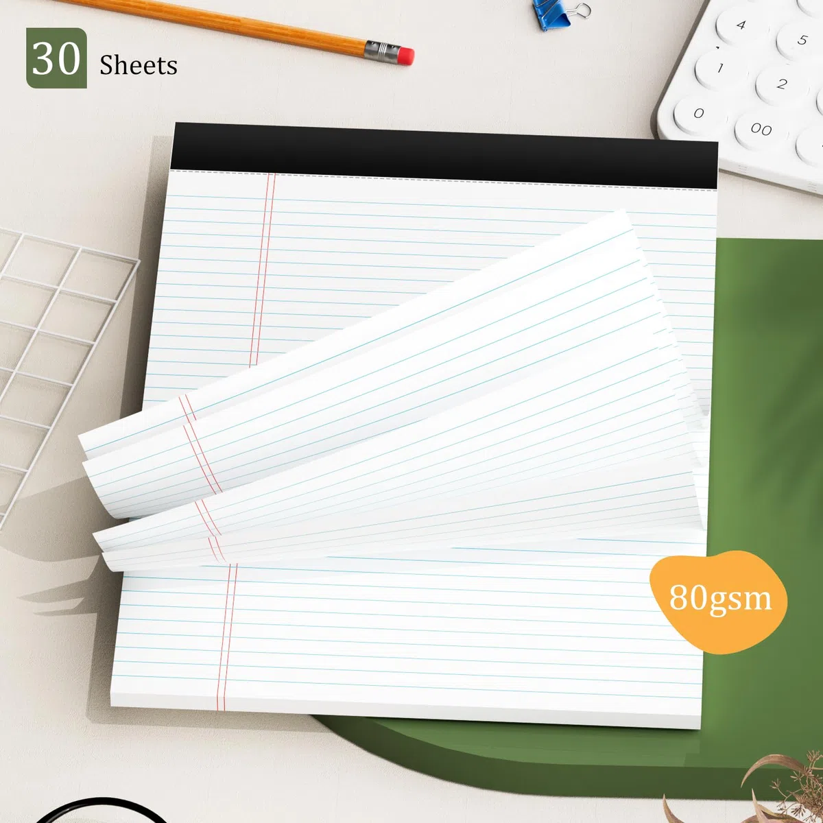AILZFEI Paquete de 12 blocs de notas tamaño legal de 21,6 x 29,8 cm, cuaderno rayado universitario de papel blanco, bloc de notas con rayas estrechas, 30 hojas, bloc de notas perforado, impresión