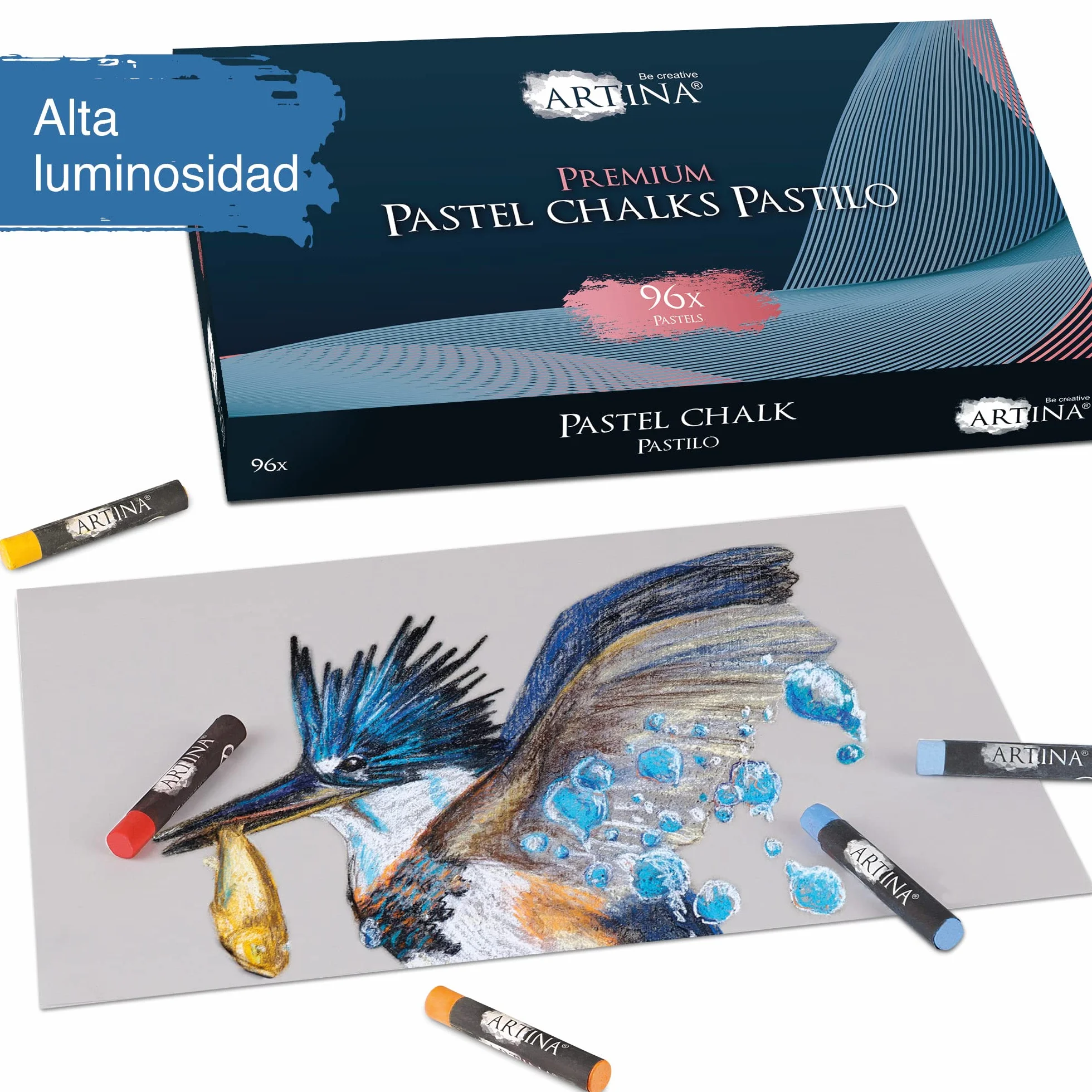 Artina Pastilo Set de 96 tizas de pastel para artistas - Maletín de arte FSC