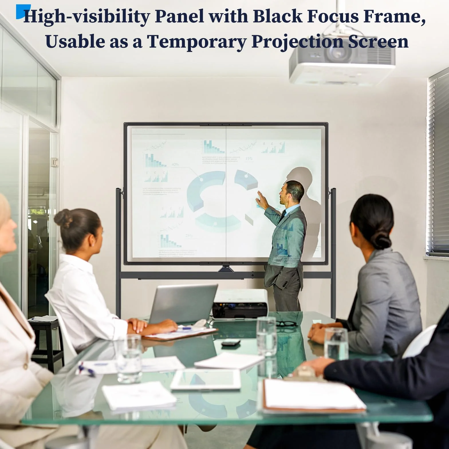 maxtek Pizarra Blanca con Ruedas 120 x 90 cm, Pizarra Magnética Grande de Doble Cara con Marco de Aluminio Negra, con Marcadores, Imanes y Borrador de Pizarra, Pizarra Móvil para Oficina