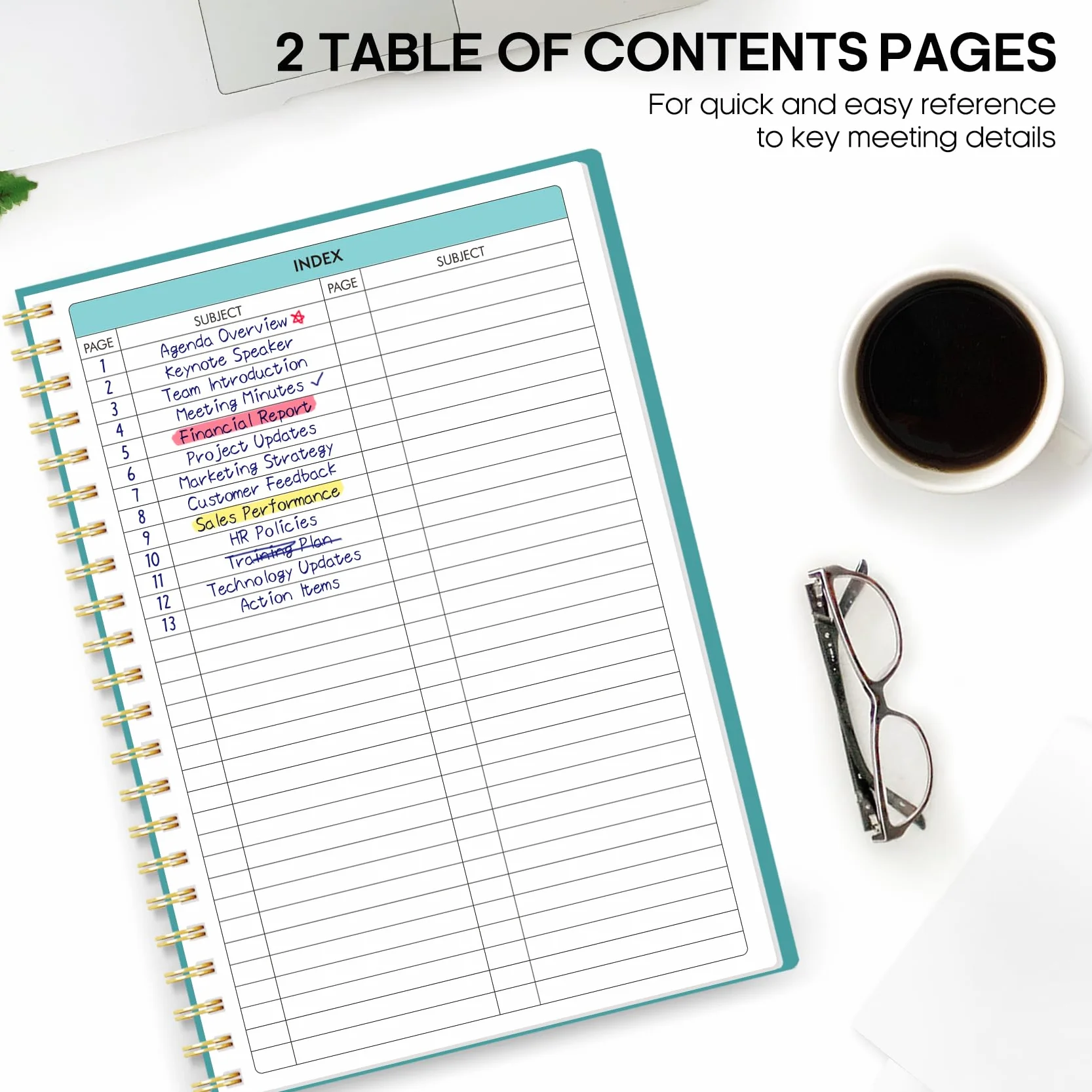 Paquete de 6 cuadernos de reuniones para organización del trabajo, cuaderno planificador de trabajo con elementos de acción, agenda para tomar notas, 160 páginas (6.9 x 9.9 pulgadas), organizador de