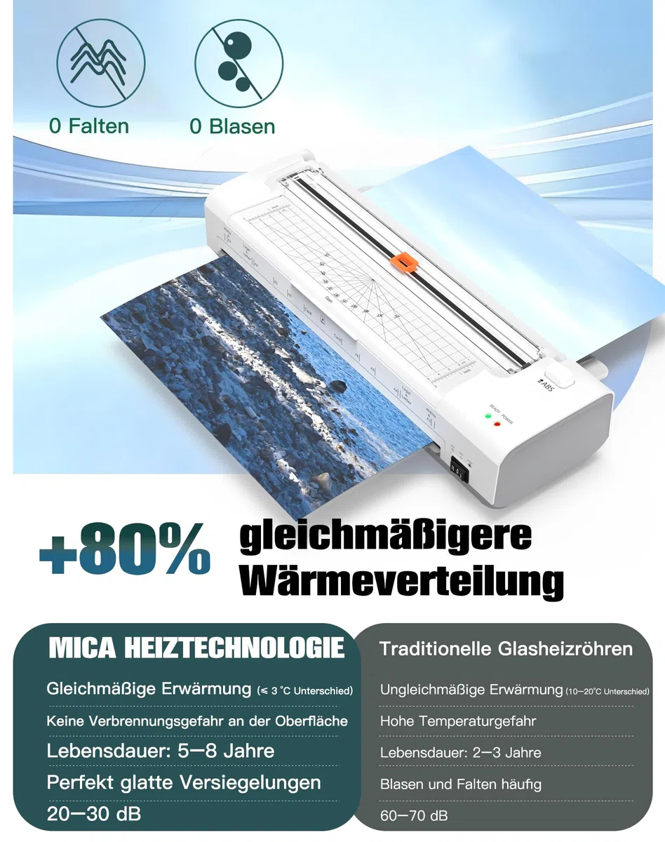 Plastificadora A3 de 13 pulgadas con introducción automática de papel, A3, laminado en frío y caliente, 20 láminas, juego 10 en 1 con cortador, recortador y redondeador de esquinas para oficina