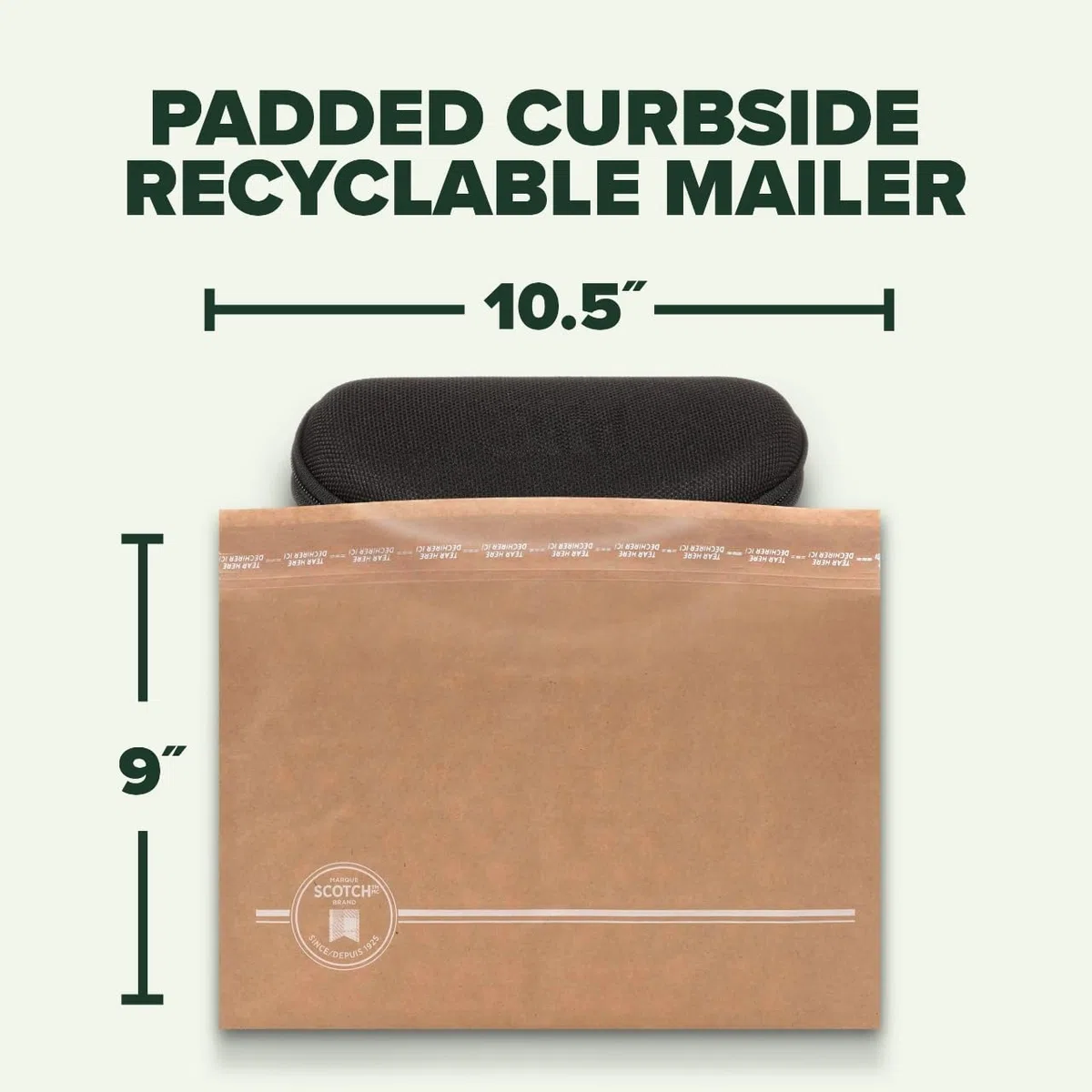 Scotch Curbside - Sobres acolchados reciclables, paquete de 100 unidades, 10.5 x 9 pulgadas, protección contra impactos similar a los sobres de burbujas tradicionales (CR-2-1)