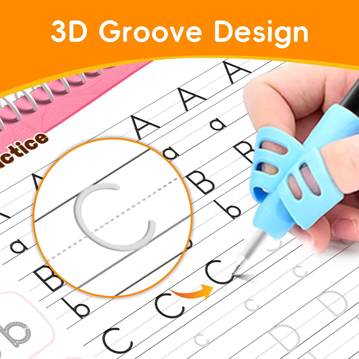 Magic Groove - Cuaderno de práctica de escritura a mano ranurado para niños, libros de trabajo de escritura a mano reutilizables para niños de 3 a 8 años para preescolar (6 libros