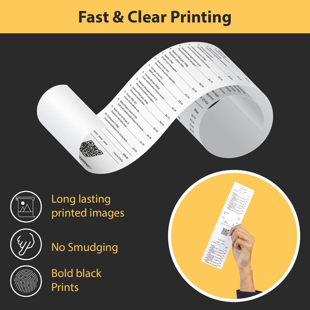 iSOUL Rollo de papel para máquina de tarjetas de crédito de 57 x 40 mm, paquete de 100 POS, rollos PDQ, rollos de impresora térmica de recibos para rollos de máquina de tarjetas de crédito, compatible