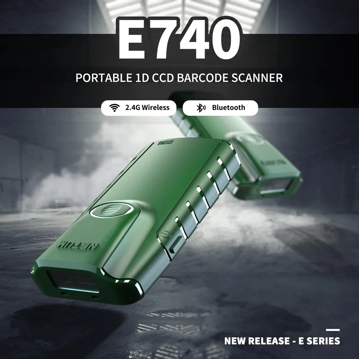 NETUM 1D Escáner de código de Barras Bluetooth, Lector de código de Barras CCD 3 en 1 Clip Trasero automático inalámbrico para escaneo de Armas Funciona con iOS Android Windows MacOS Tablet (1D E740)