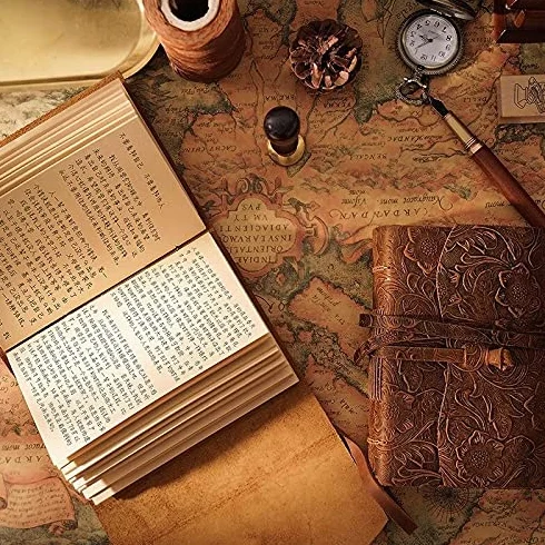 Cuadernos, Cuaderno de Cuero Grueso, Cuaderno bocetos Papel en Blanco 400P, Banda Hecho a Mano