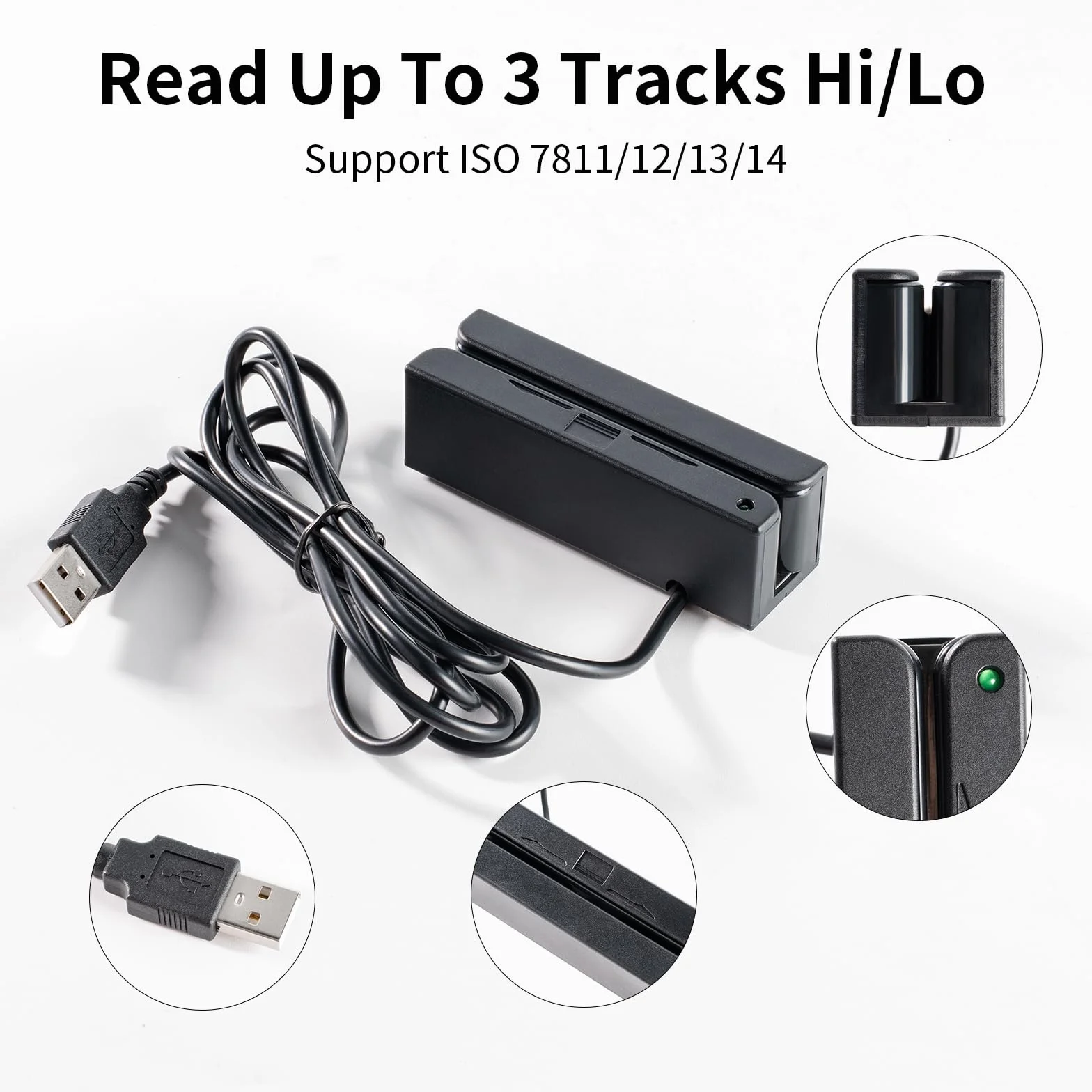 Mini MSR90-USB Lector de Tarjetas de Crédito de Banda Magnética 3 Pistas POS Control de Acceso