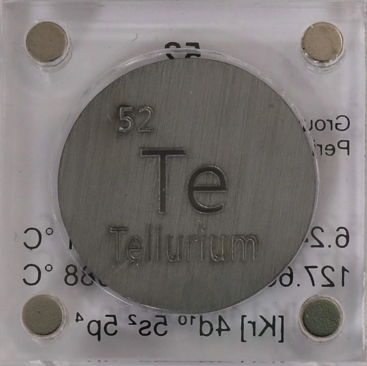 Tellurium (Te) - Disco metálico de 24,26 mm con estuche acrílico para colección o experimentos