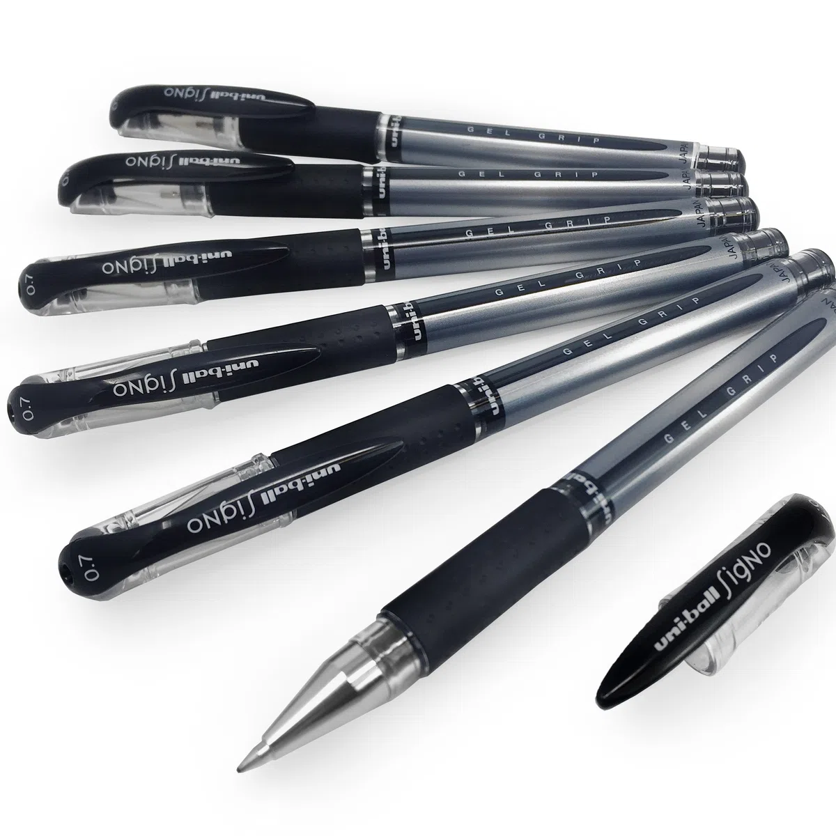 uni-ball UM-151 Signo Gel Grip - Bolígrafo de punta redonda (0,7 mm), tinta negra (6)