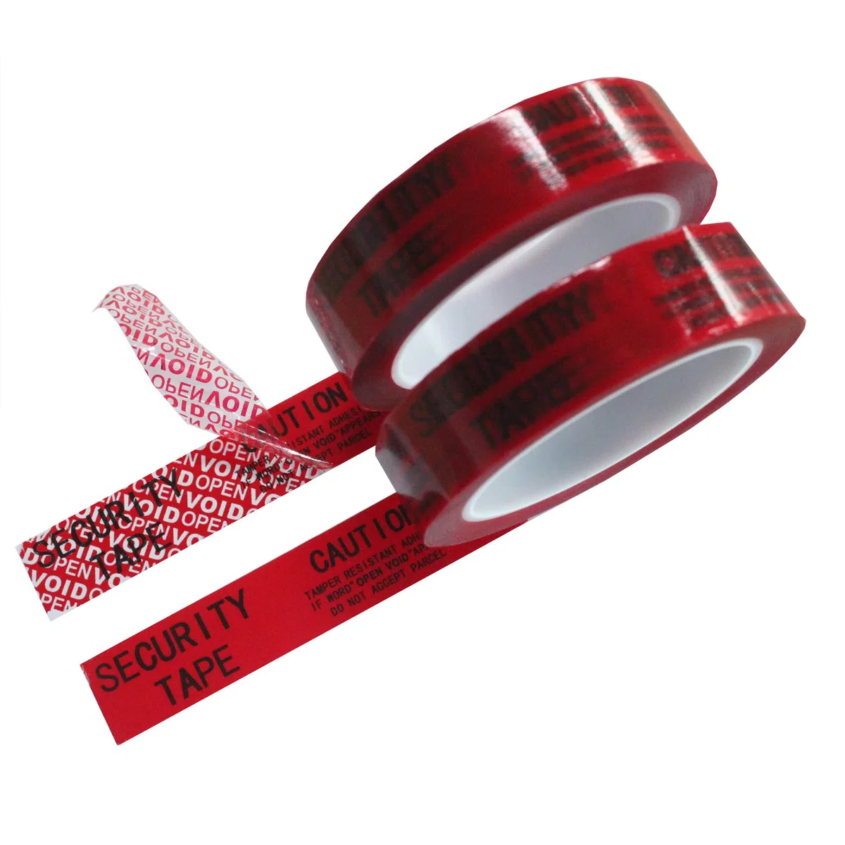 2 Rollo 25mm x 50m Rojo 100% Total Transferencia Tamper Evident Void Cinta y Sellos de Seguridad