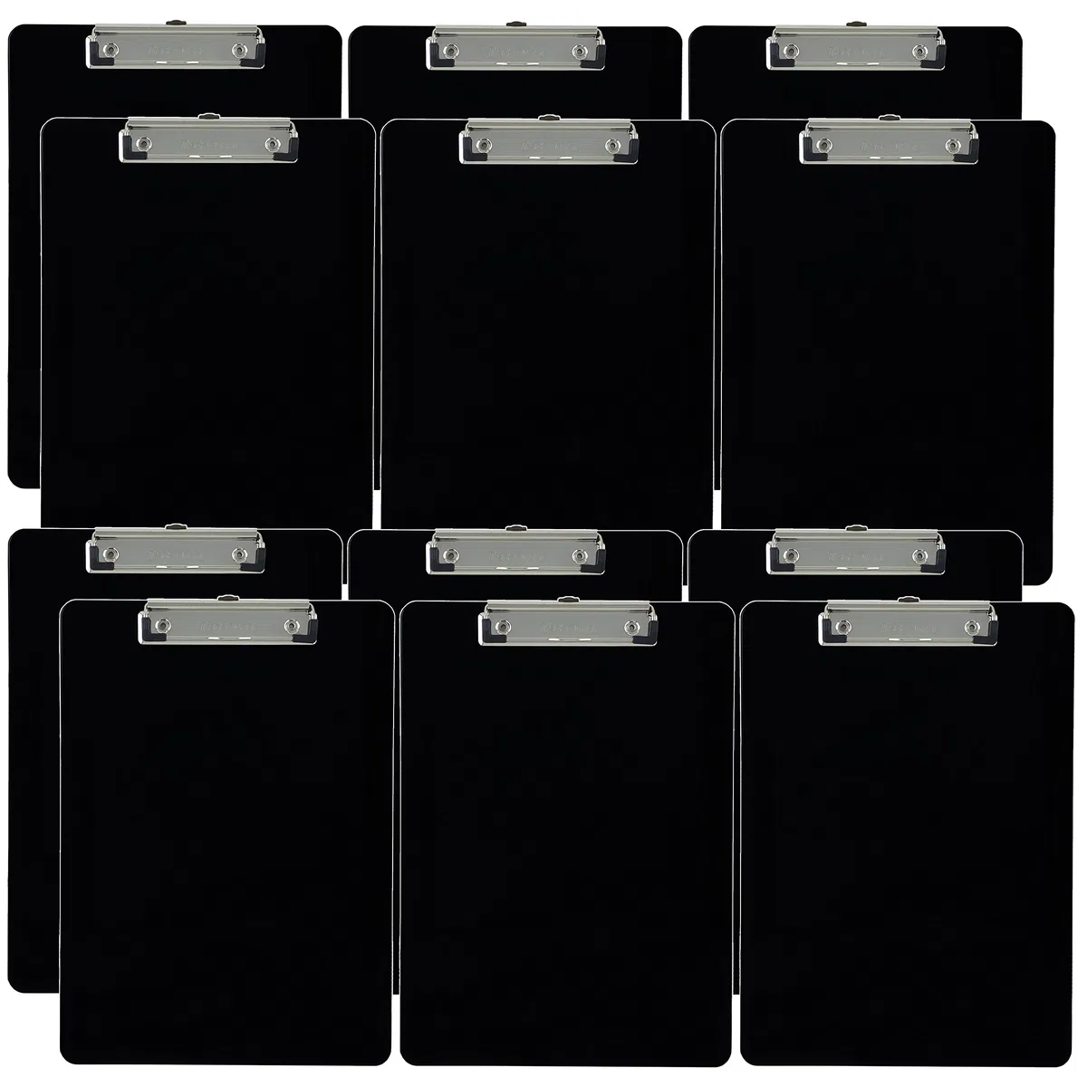Comercio Quest plástico portapapeles opaco color carta Tamaño perfil bajo Clip (12 unidades) (negro)