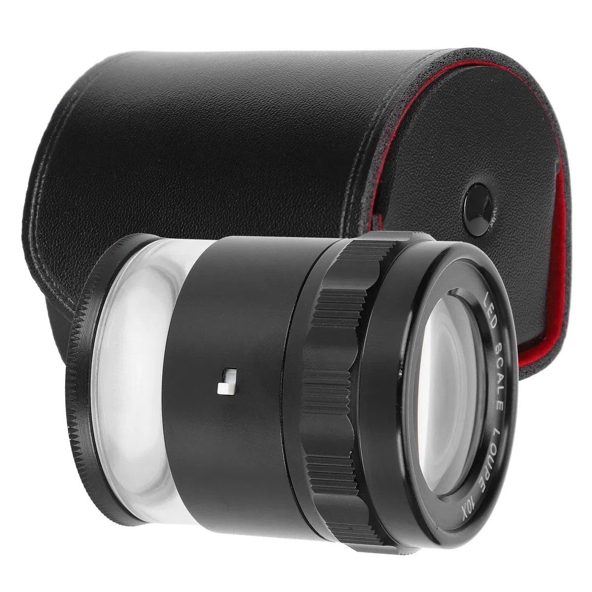Lupa de Aumento 10X con Escala Ajustable Vidrio óptico de Alta Definición para Aficionados y Profesionales 8LED Iluminados