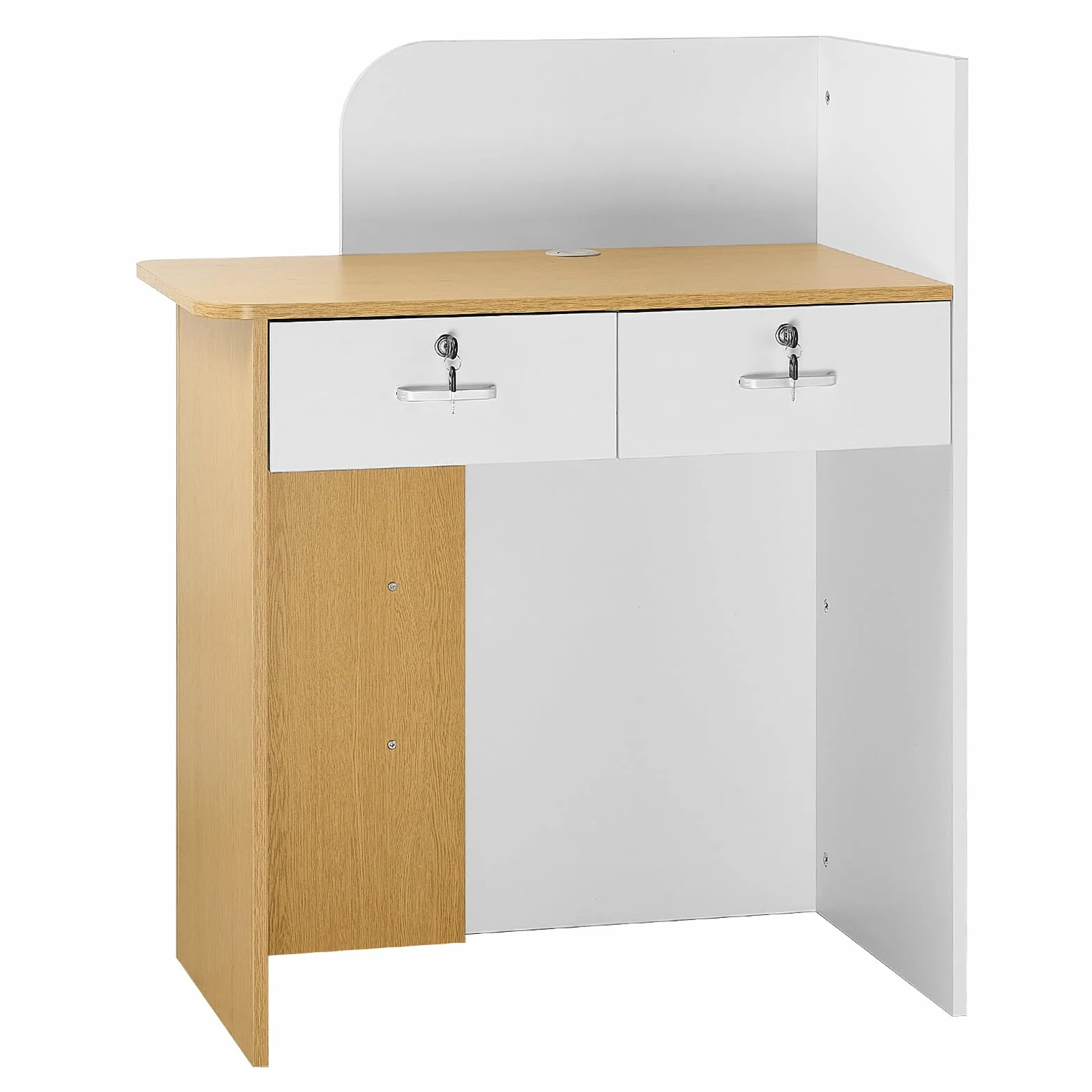 VEVOR Mostrador de Recepción 80 x 45 x 100 cm Mesa con Luz LED y 2 Cajones