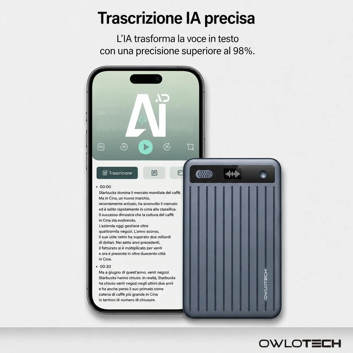 Grabadora de Voz Digital Magnus IA 64GB Transcripción Automática Traducción Mapas Mentales Bluetooth 85h Autonomía