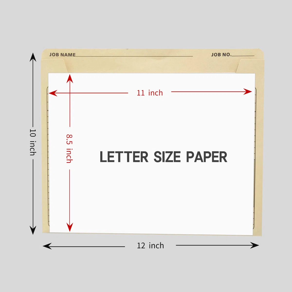 Paquete de 50 carpetas de trabajo, funda de archivo Manila de 10 x 12 pulgadas, para papel tamaño carta, preimpresas para seguimiento de trabajos, cálculo de costos y correspondencias del cliente