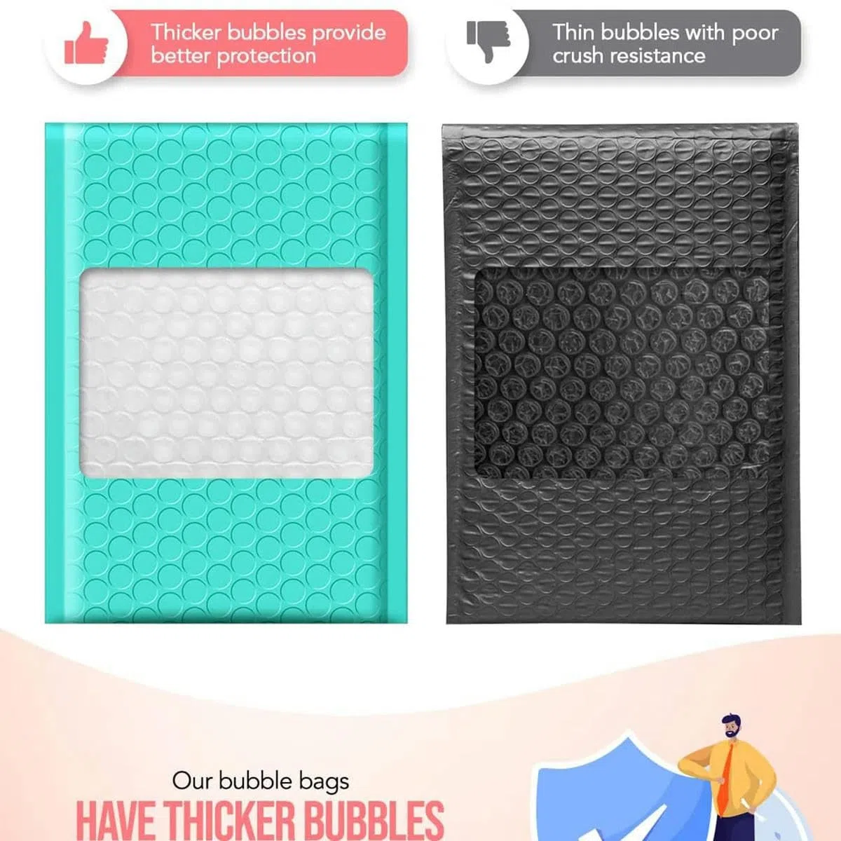 100 sobres de burbujas de papel Kraft sobres acolchados sobres de envío autosellados bolsa de embalaje de envío bolsas de almacenamiento de mensajería-azul-18 * 23cm