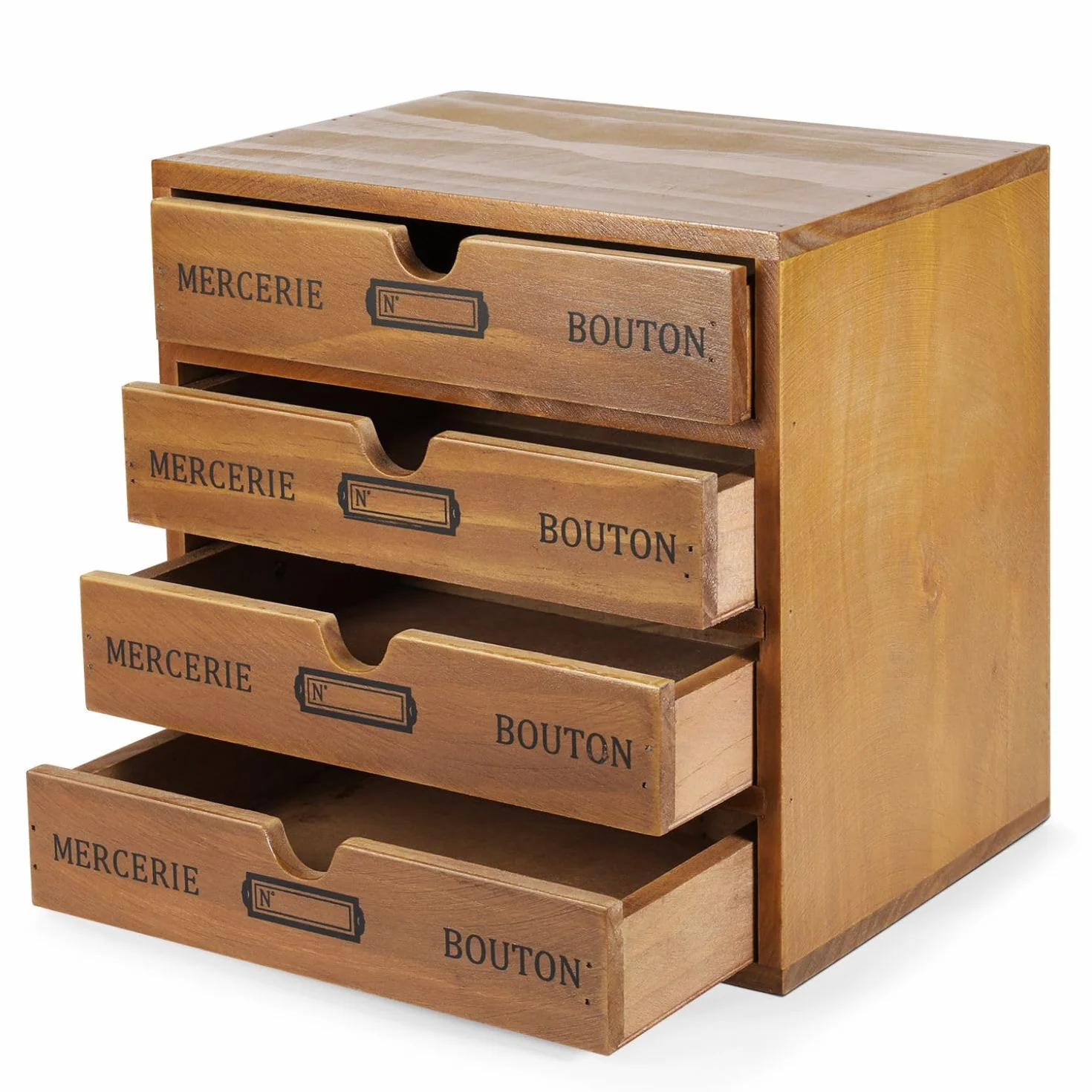 Flexzion Organizador de escritorio de madera con 4 cajones, gabinete de mesa de 4 niveles