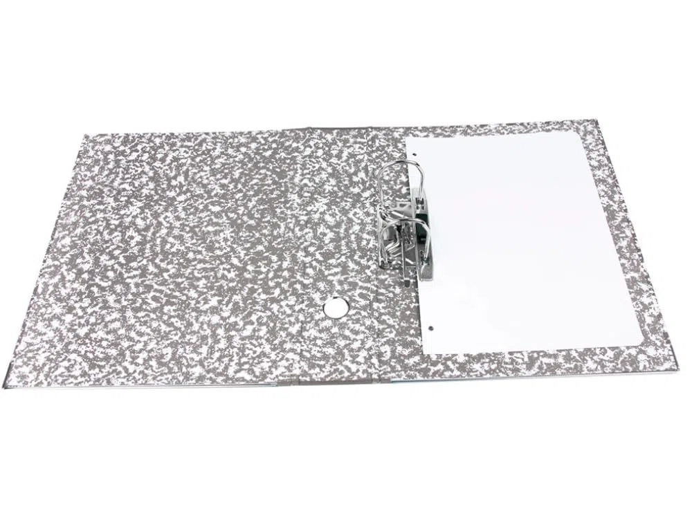 Archivador de Palanca Tamaño Folio con Caja, Archivadores de Cartón Forrado Gris con Compresor Metálico, Lomo Ancho 75 mm, Resistente. OFFICEPAPER (PACK 8 UNDS)