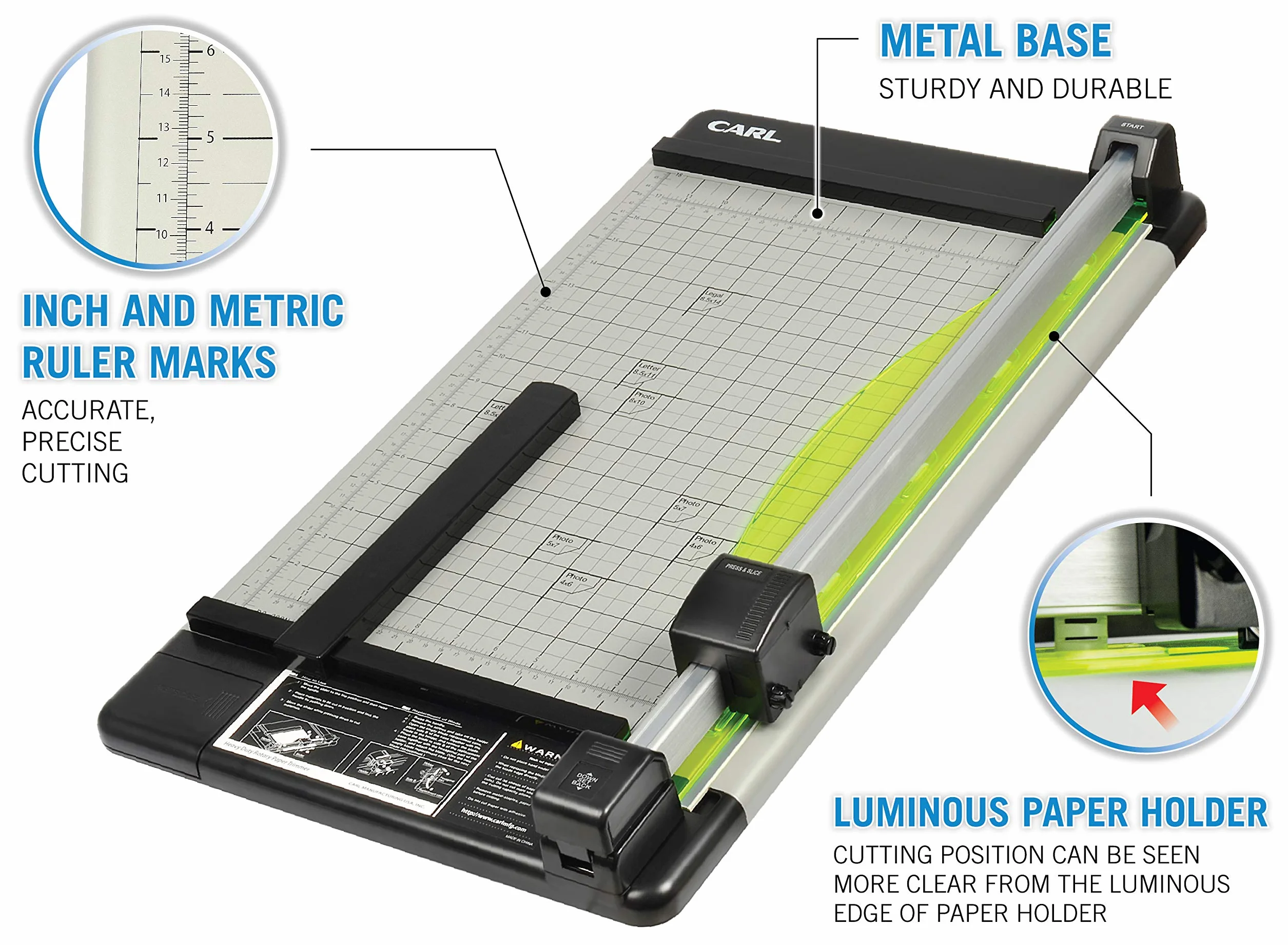 Green Machine Heavy-Duty 36-Sheet Rotary Trimmer, Plastic Base, 14 1/2 x 28, Sold as 1 Each