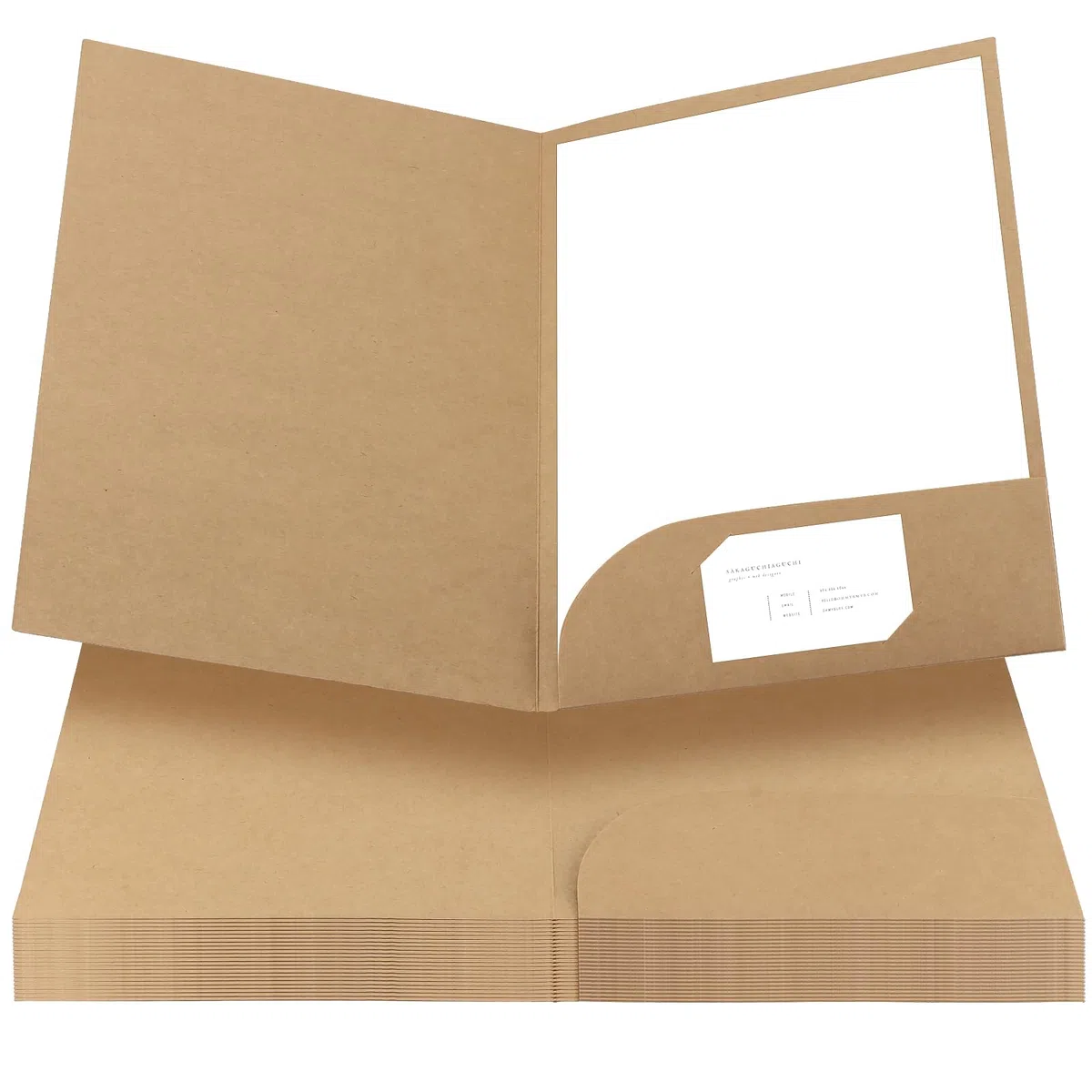 25 carpetas de papel kraft A4 con ranuras para tarjetas, carpetas de corte cuadrado, carpeta de cartón A4, organizador de papel para oficina, hogar, reuniones, documentos