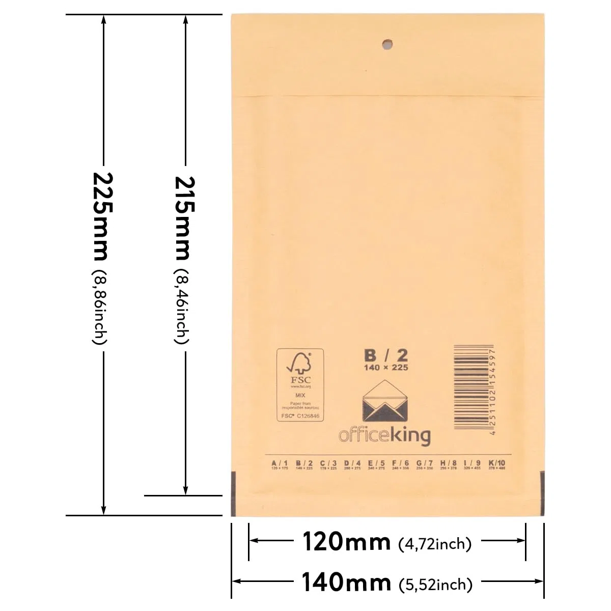 600 sobres de burbujas Sobres postales Sobres de burbujas B2 (140 x 225mm) Marrón, Fácil de cerrar con un sello autoadhesivo - Material de embalaje, Sobres postales, Sobres de burbujas