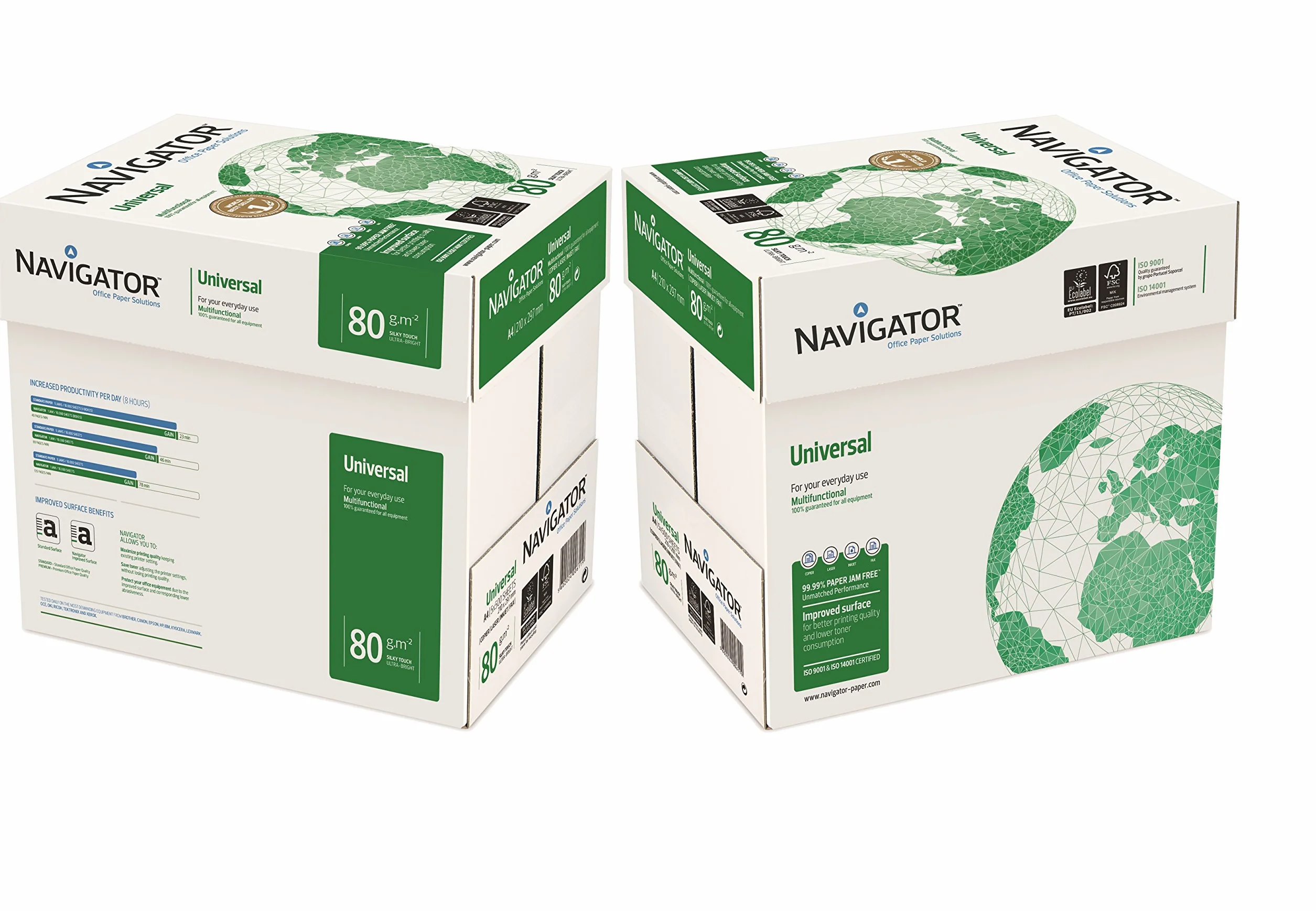 NAVIGATOR NAVA480-2 A4, 80 g/m² papel universal 10x Reams (5,000 Sheets) - 2x Box