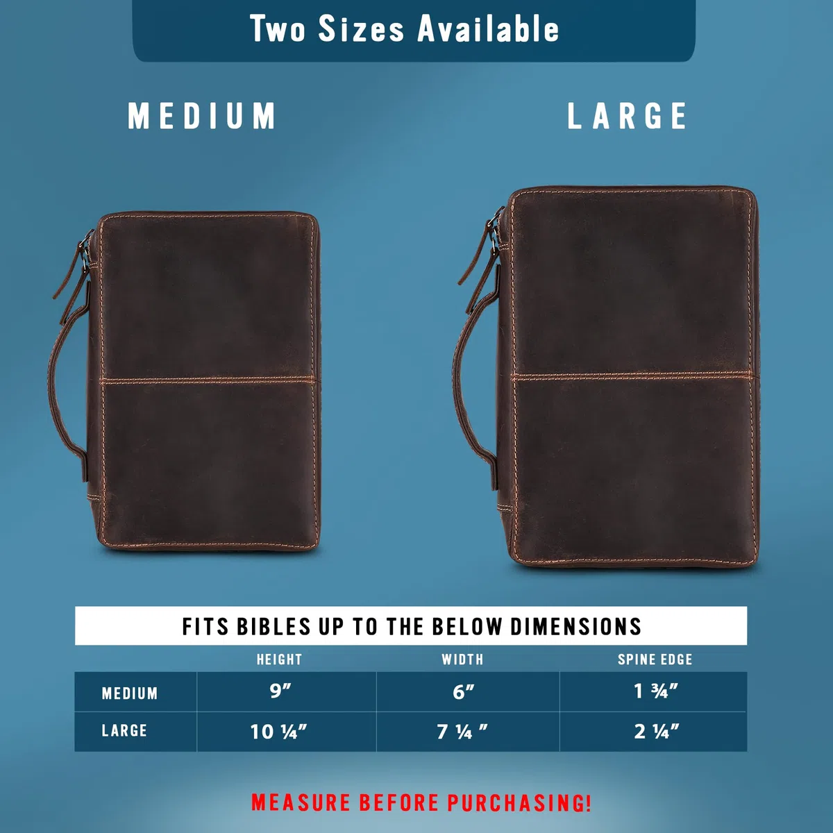 Hunter & Scribe Leather Fundas para la Biblia para hombres y mujeres - Cuero de búfalo de grano superior - Funda de piel auténtica para la Biblia con bolsillos, cremallera y marcapáginas - Funda para