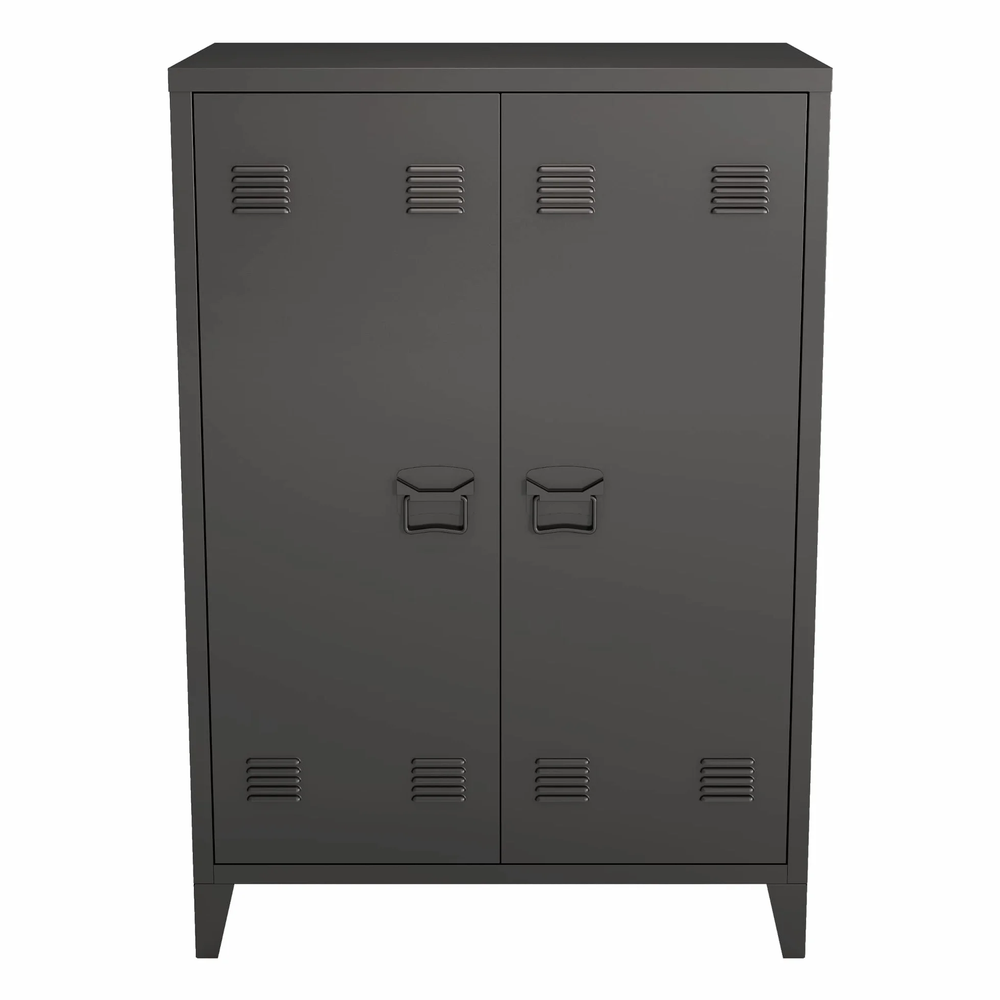 [en.casa] Armario Metálico de Oficina con Cerraduras Magnéticas Mueble Organizador con 2 Estantes Regulables Ventilación Óptima Acero 110 x 75 x 33 cm Negro