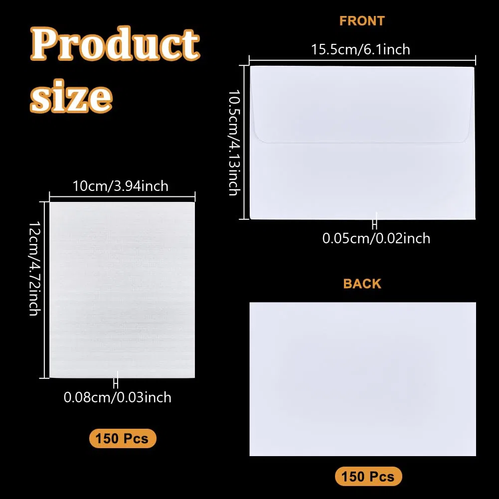 UNICRAFTALE Juego de 150 sobres de papel rectangulares blancos con protector de envío para tarjetas deportivas, 12 x 10 cm, para envío seguro y almacenamiento a largo plazo, diferentes