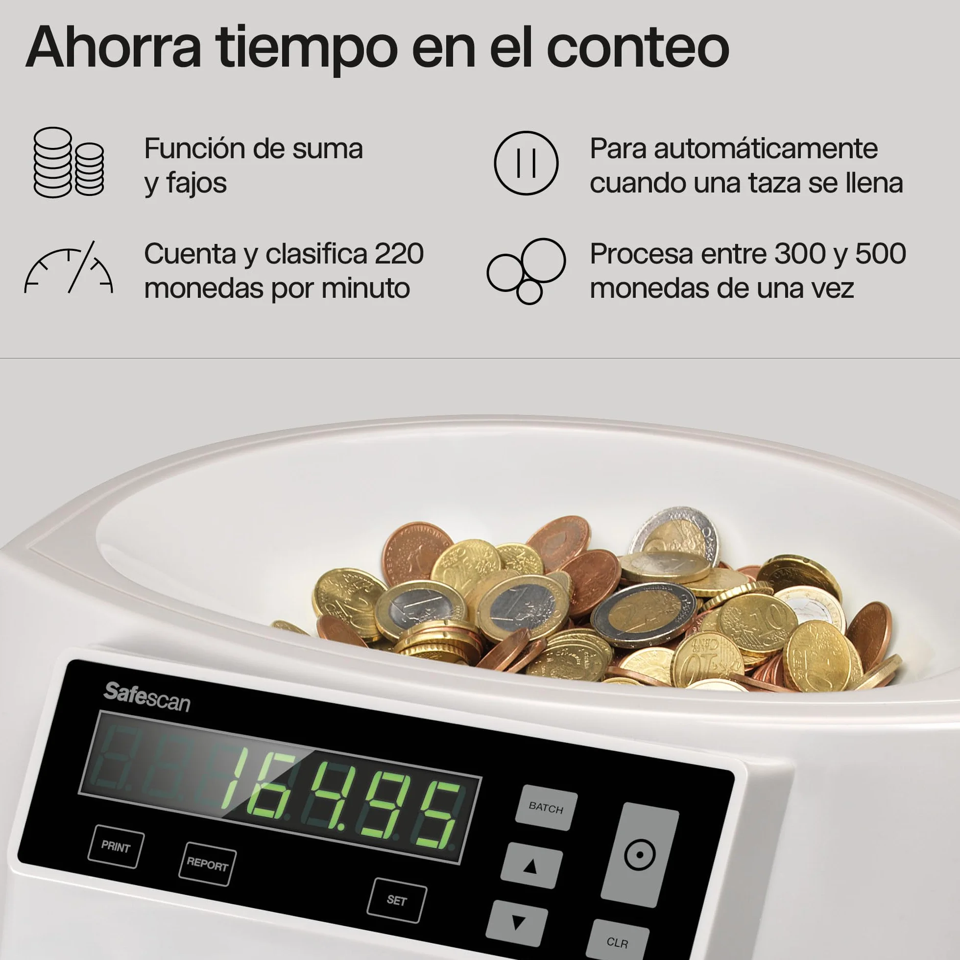Safescan 1250 Contadora de monedas clasificadora cuenta valor monedas euro