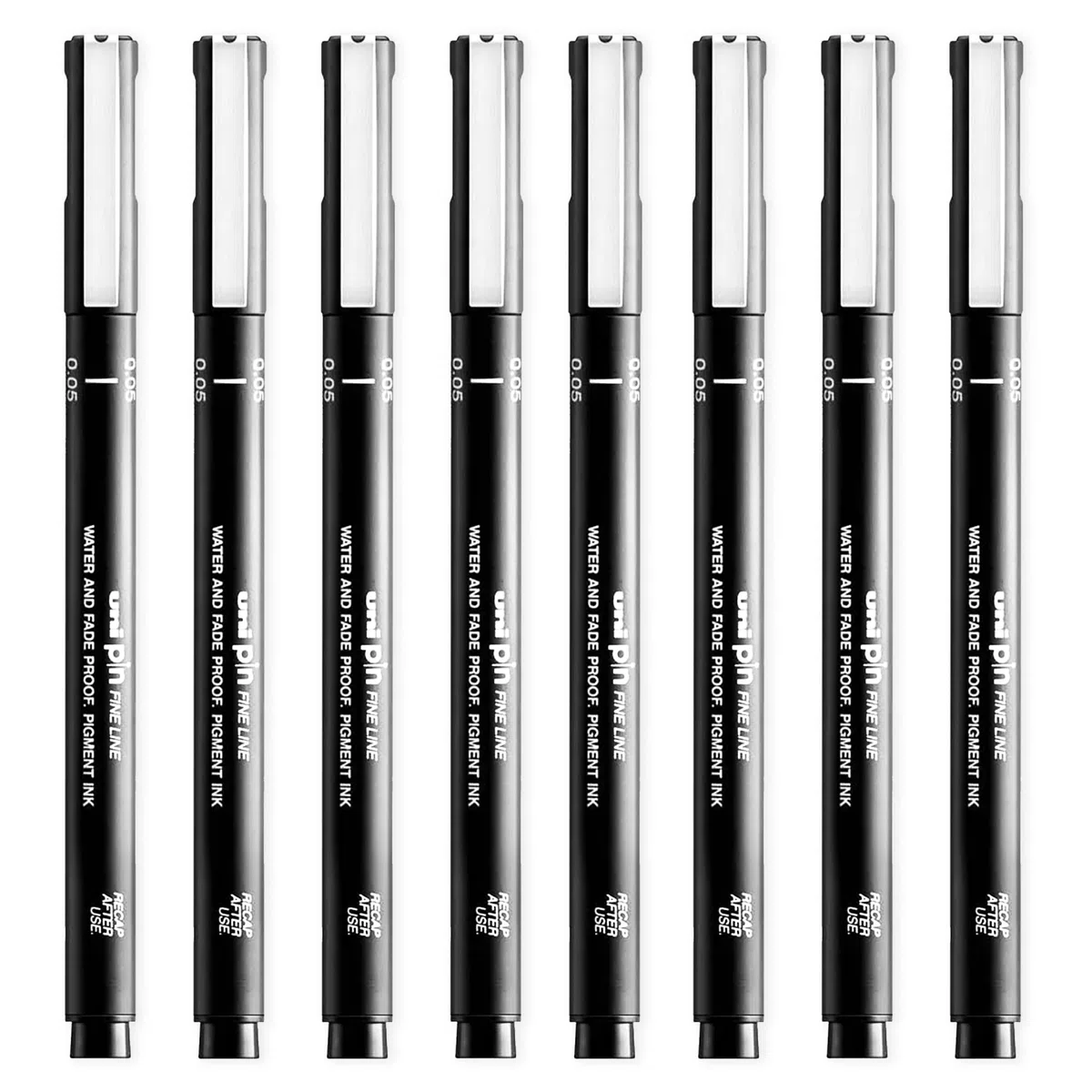uni-ball Uni Pin Fineliner - Bolígrafos de dibujo (tinta negra, punta de 0,05 mm, 8 unidades)