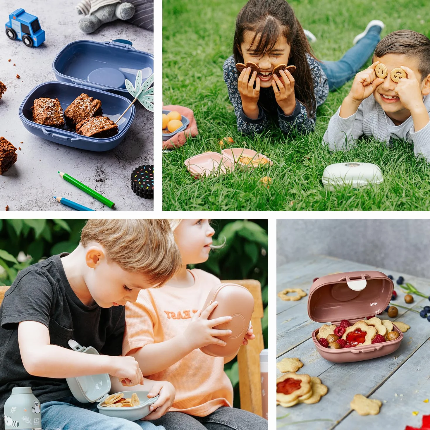 monbento - Caja de Merienda Infantil MB Gram Fox - Caja de Merienda para Niños - Ideal Escuela o Parque - Sin BPA - Segura y Duradera - Rosa Canela