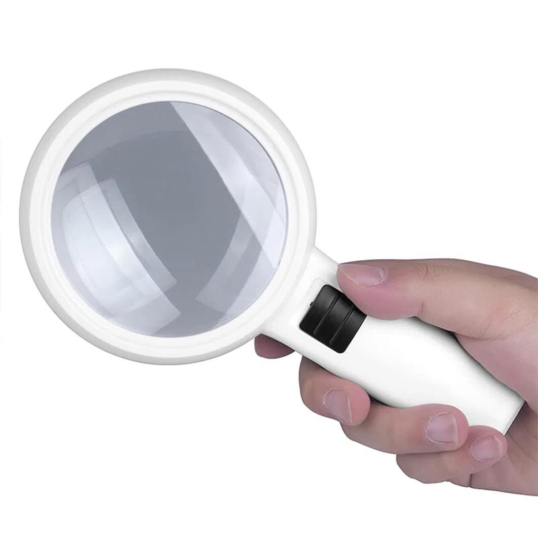 CanEve Lupa de Mano 30X con 3 Luces LED, Lupa iluminada, Lupa de Lectura for degeneración Macular, Lectura de Personas Mayores, Soldadura, inspección, Blanco co Lupa