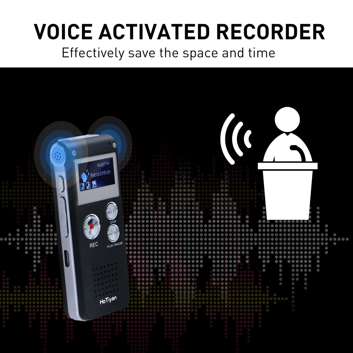 Grabadora de voz digital de capacidad de 16 GB con activación de voz para conferencias, reuniones, entrevistas, mini grabadora de audio con grabadora WAV/MP3 recargable por USB (16 GB)