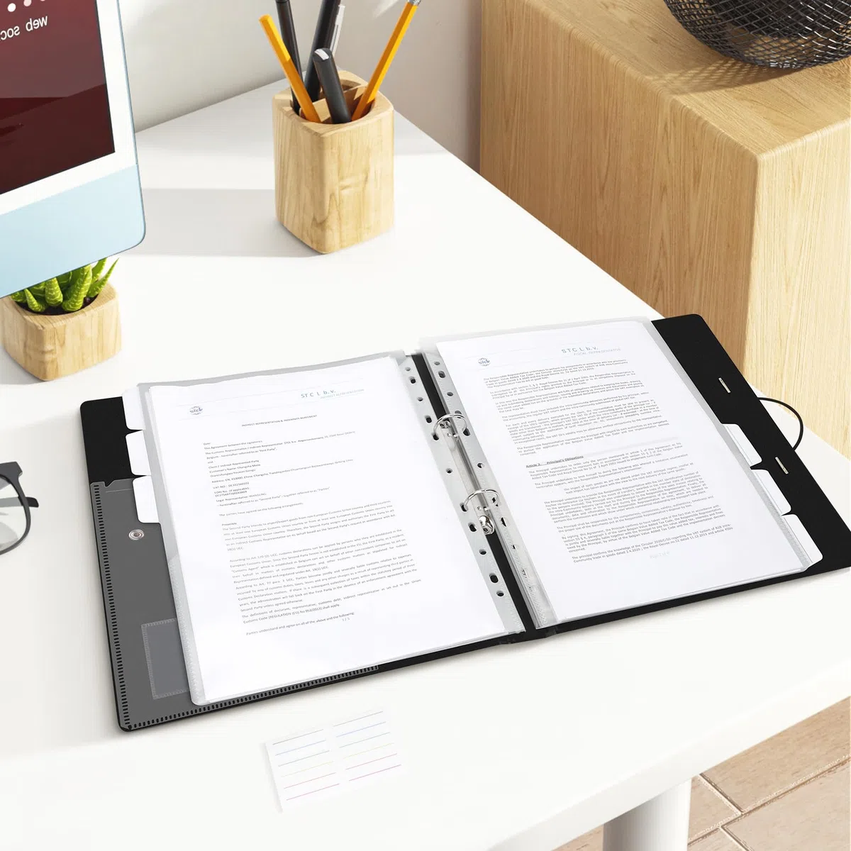 Uquelic Carpeta para documentos A4 para archivar, carpeta estrecha A4 con 6 bolsillos transparentes y 1 bolsillo para documentos con cierre de , organizador para escuela, oficina y oficina en casa
