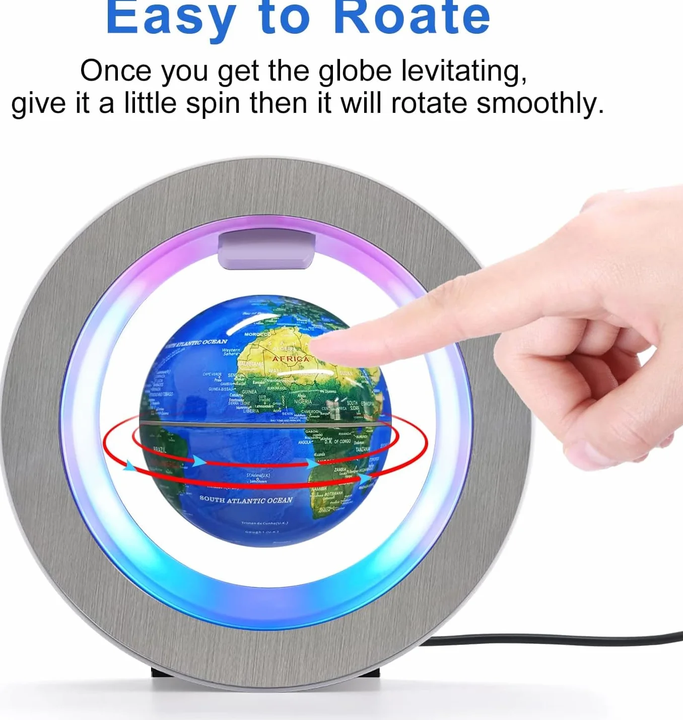 Flagest Globo flotante de levitación magnética – Globo levitante en forma de O con luces LED para educación, hogar, oficina, escritorio, regalo de fiesta de cumpleaños