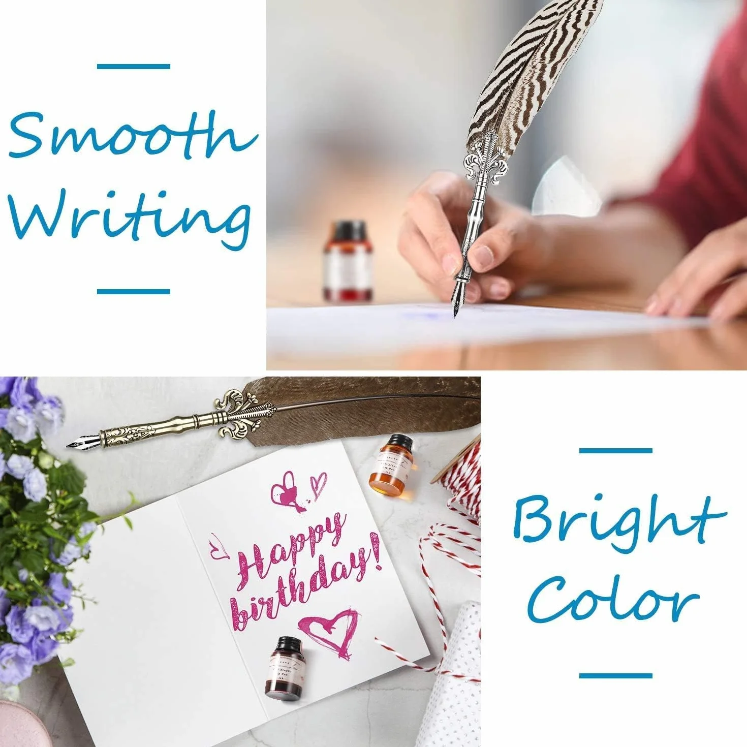 GC Tinta de caligrafía - Juego de 10 botellas de tinta de 20 ml de colores - Recarga de tinta sin carbón para pluma estilográfica - para llevar un diario, escribir y dibujar GC-710
