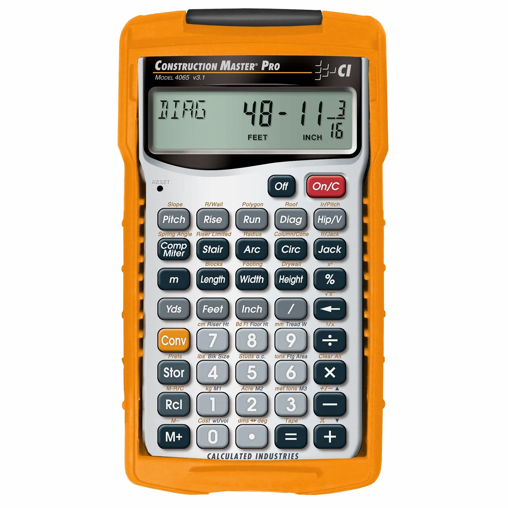Calculated Industries 4065 Construction Master Pro 4065 - Herramienta de mano | Matemáticas de construcción avanzadas, fracciones de pies, para contratistas, estimadores, constructores