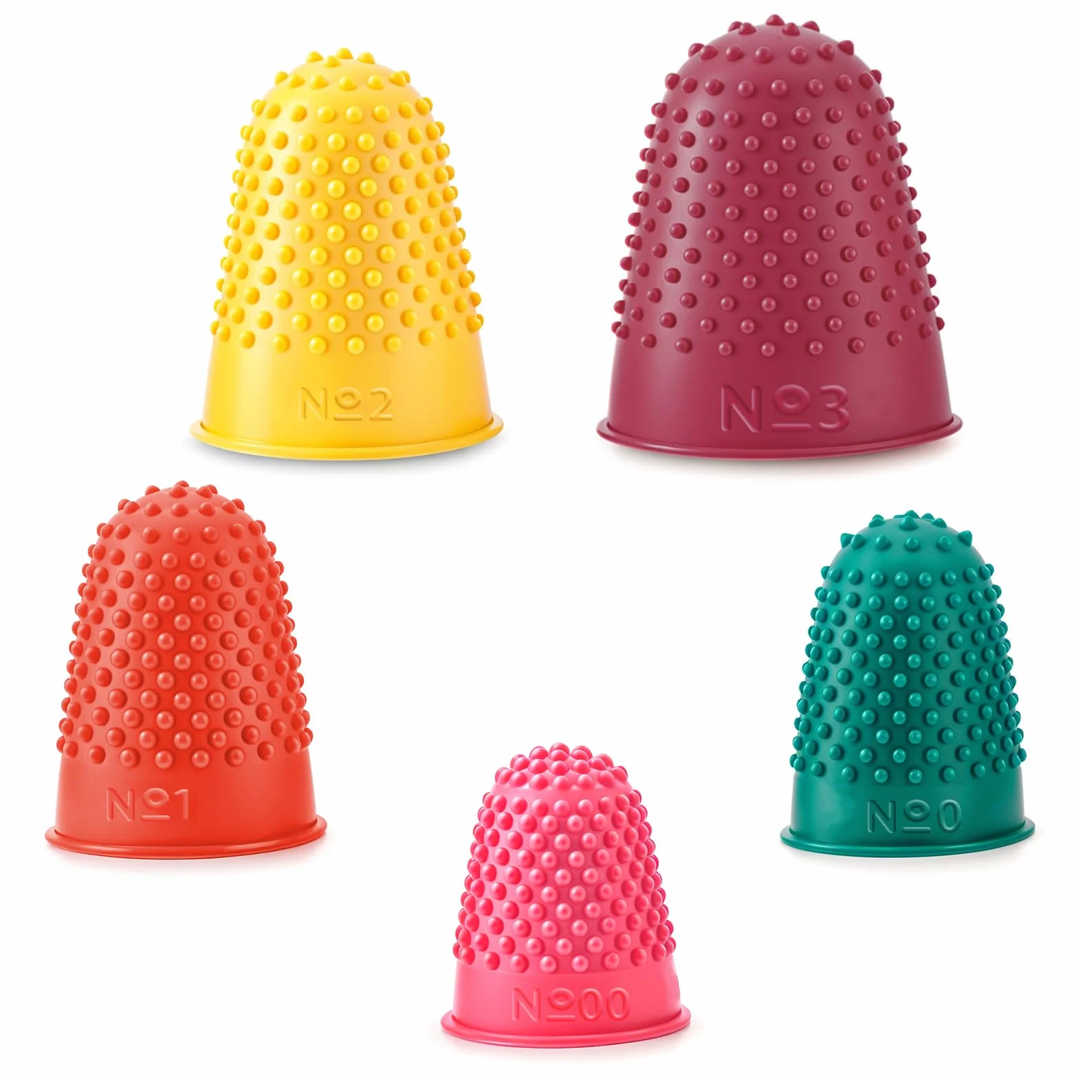 5 protectores de dedos de goma de silicona para dedos calientes, dedales de goma gruesos, reutilizables, para contar dinero, clasificar, escribir, clasificar en 5 tamaños y colores