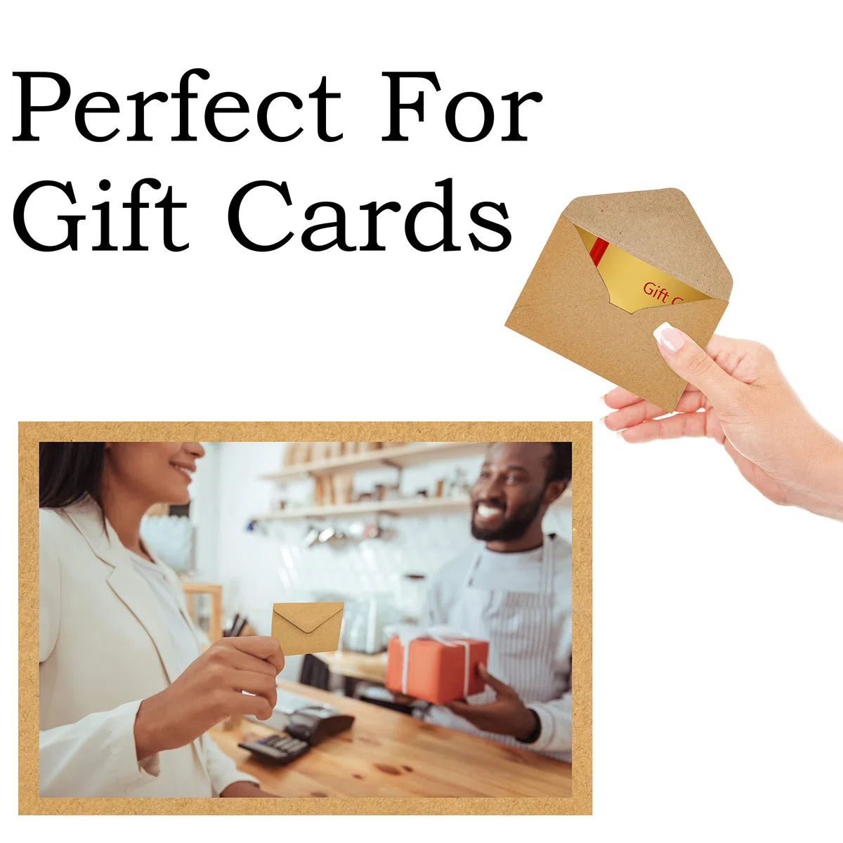 Mini sobres Kraft 200 paquetes pequeños de 10,5 x 7,1 cm, tarjetas de regalo marrones, invitaciones, notas empresariales, pequeñas tarjetas de felicitación para guardar la fecha, fundas a granel