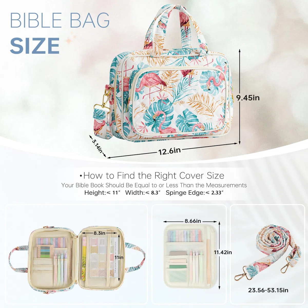Funda de la Biblia para mujer, suministros de estudio de la Biblia, artículos esenciales para el campamento de la iglesia, regalos cristianos para mujeres, kit de diario, funda acolchada grande para