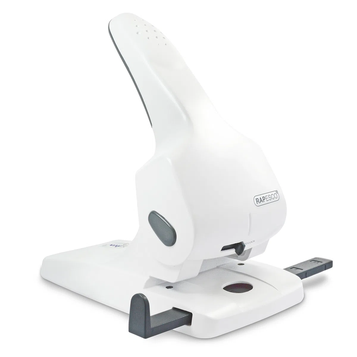 Rapesco 1383 Perforadora de 2 Agujeros de Gruesos Zero-65, Metal | Capacidad 65 Hojas, Blanco Mate