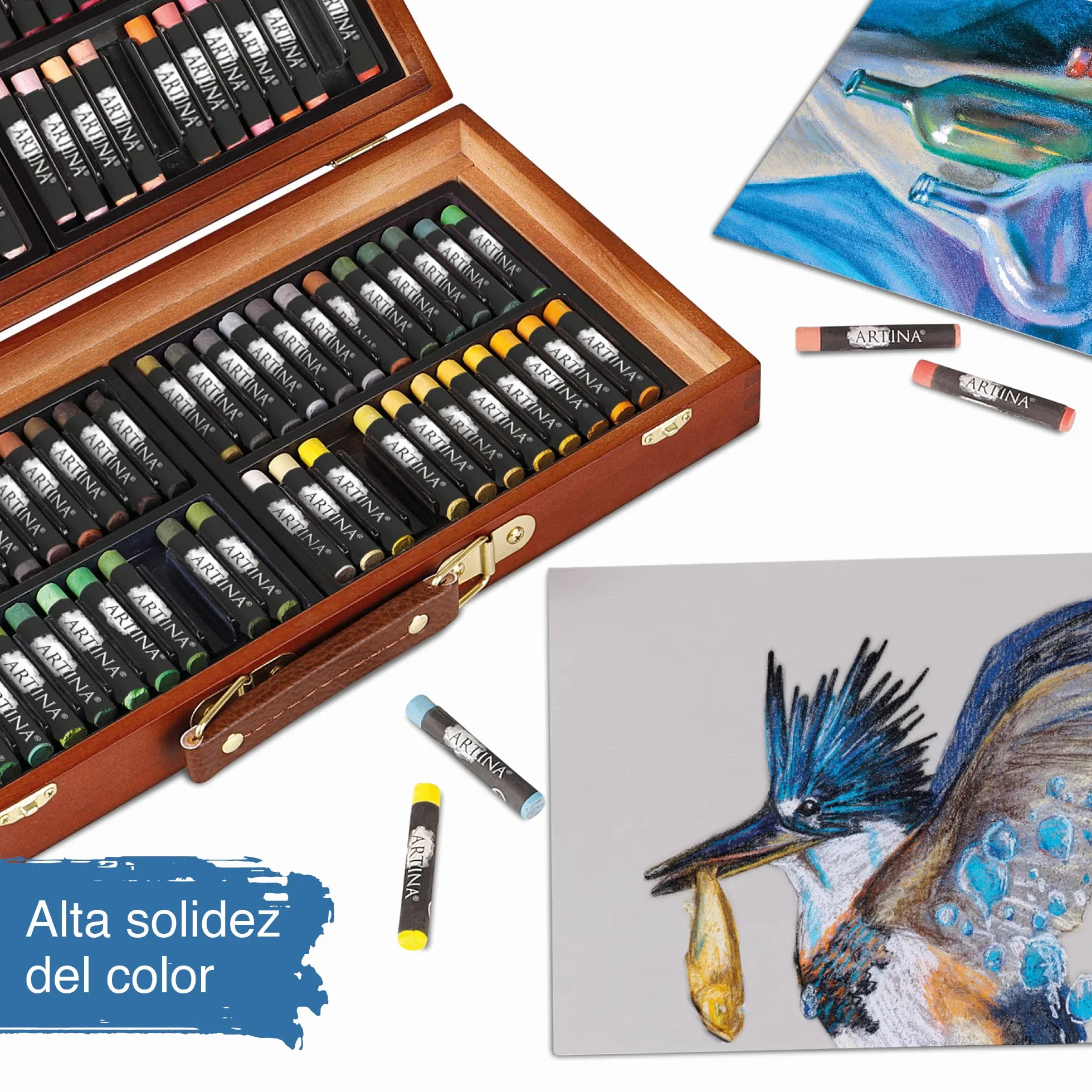 Artina Pastilo Set de 96 tizas de pastel para artistas - Maletín de arte FSC