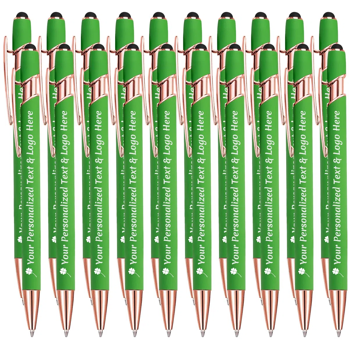 Boligrafos Personalizados 20 Bolis Personalizadas con Nombre Personalizado Regalo Grabado para Testigo Boda Comunion Profesores Empresa Ebogado, Verde